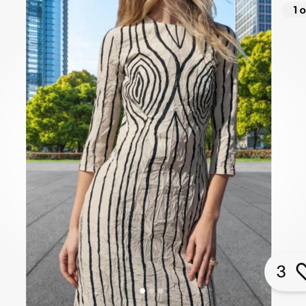 new ZARA LIMITED EDITION PRINTED WRINKLED FABRIC DRESS art lines  body